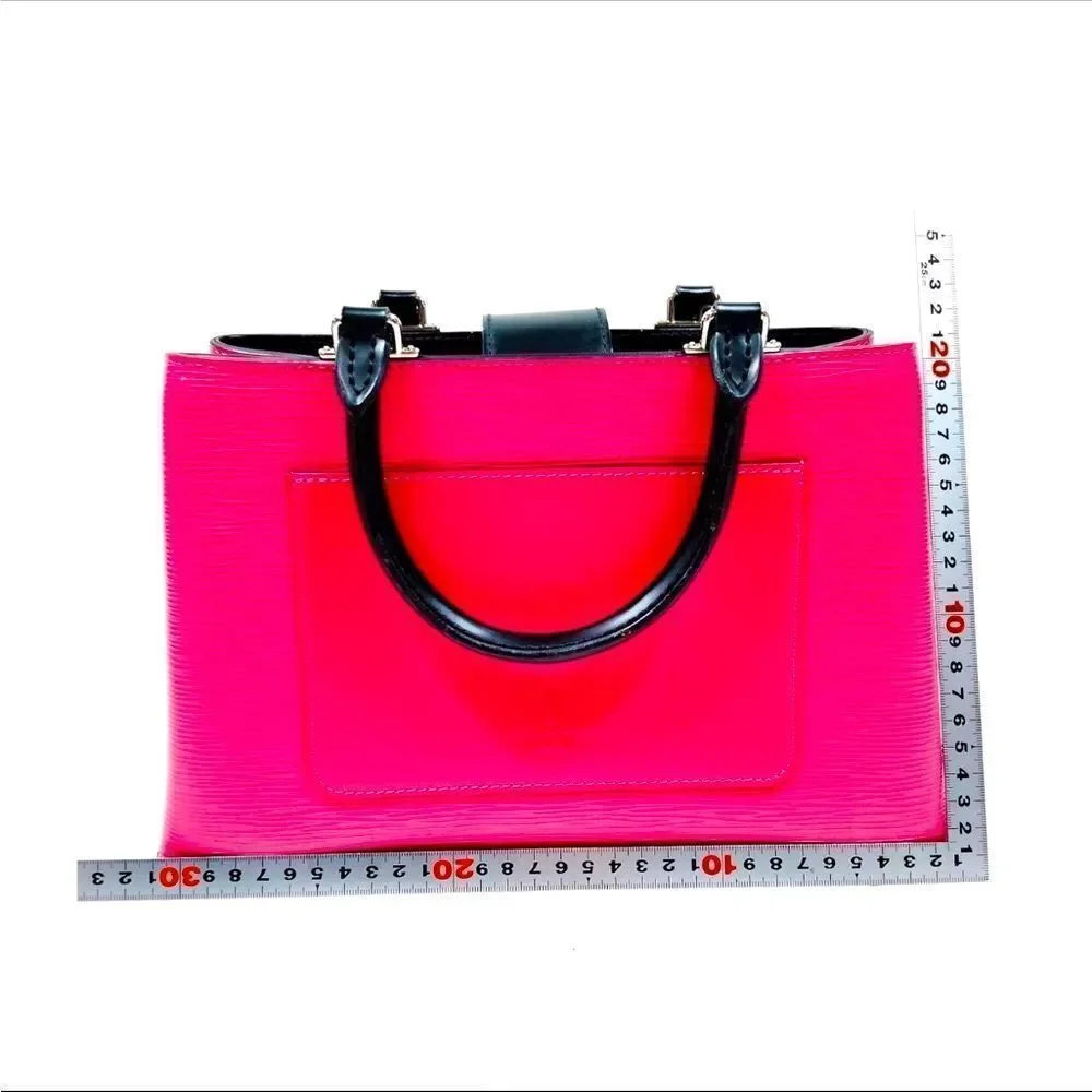 Auth Louis Vuitton Pink Black Epi LV Kleber PM Structured 2way Satchel Purse